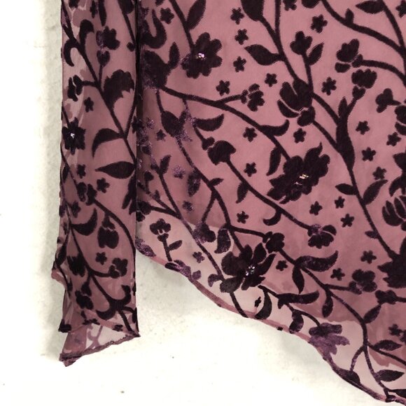 Sandra Darren Top Women 10 Purple Velvet Burnout Assymentric Fairy Boho Feminine - Picture 13 of 16